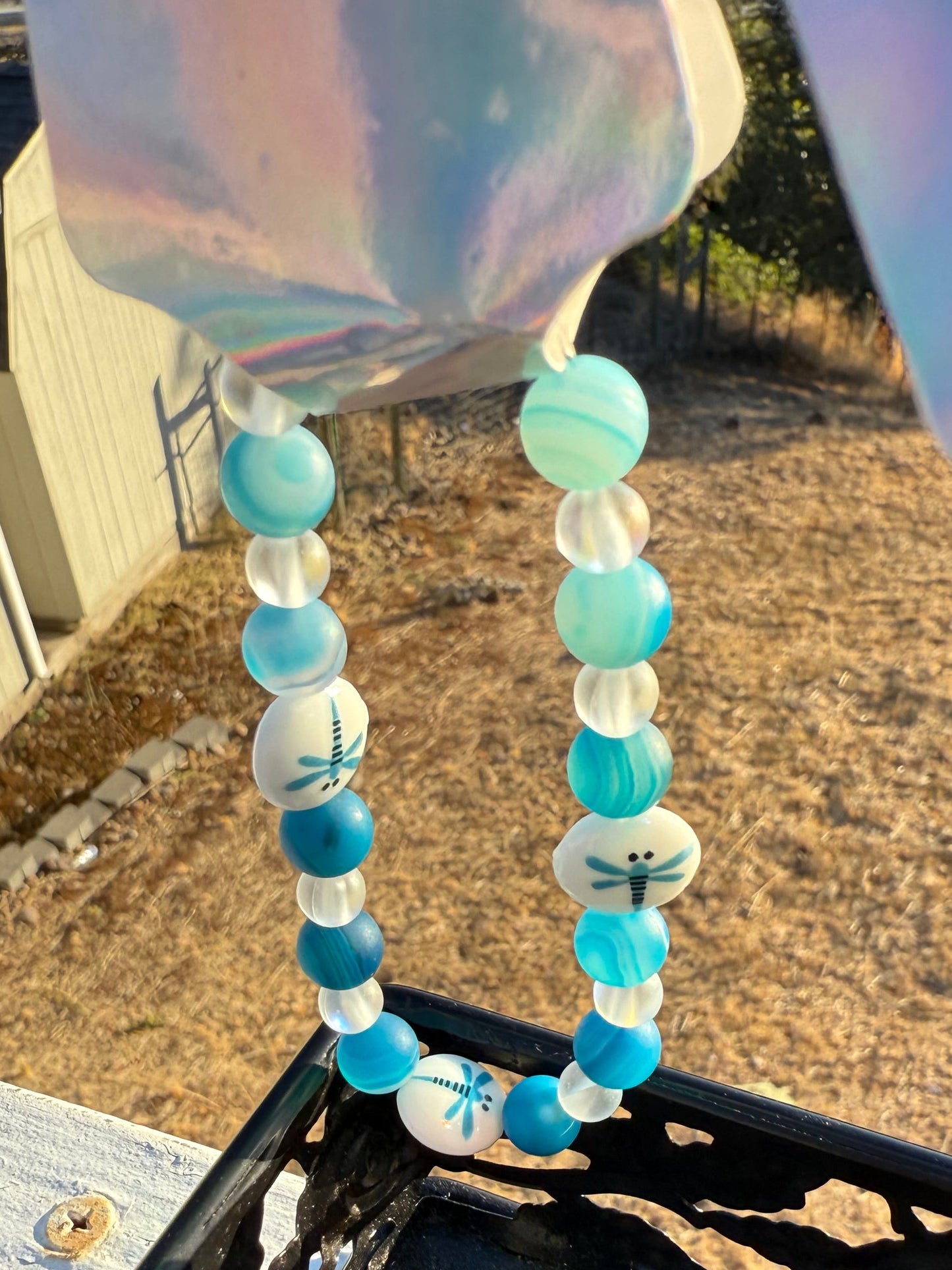 Handmade Bracelet Teal Dragonfly